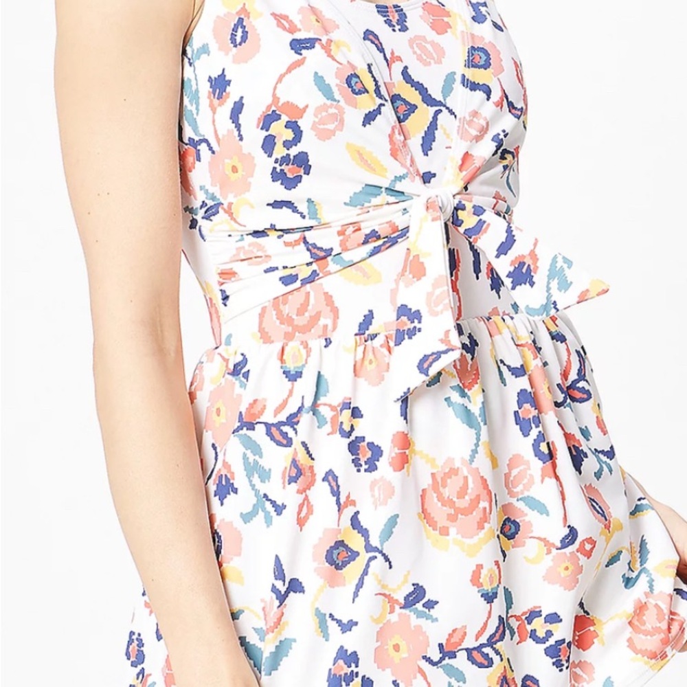 Floral Denim & Co. Beach Tie Front Printed Swim Dress